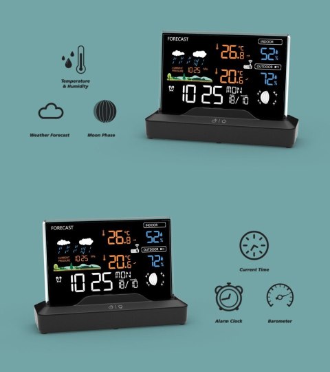 Bezprzewodowa Stacja Pogodowa G-870 – Kolorowy LCD, Zegar Radiowy Bezprzewodowa Stacja Pogodowa G-870 – Kolorowy LCD, Zegar Radiowy
