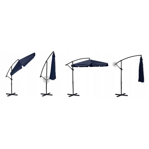 Parasol ogrodowy składany 6 segmentów granatowy 350cm Parasol ogrodowy składany 6 segmentów granatowy 350cm