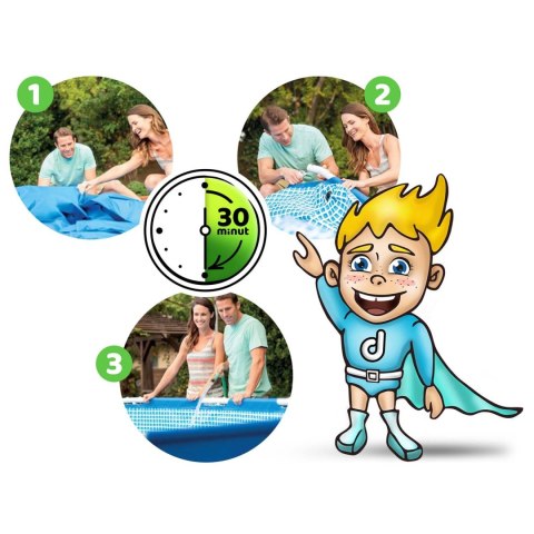 Basen Stelażowy INTEX 28272 300x200x75cm 15w1 Pompa Pokrywa Mata Zestaw