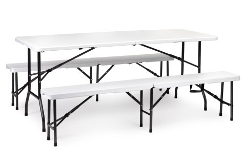 Składany Zestaw Ogrodowy ModernHome 180 cm – Stół + Ławki, 8 Osób, Walizka