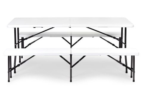 Składany Zestaw Ogrodowy ModernHome 180 cm – Stół + Ławki, 8 Osób, Walizka