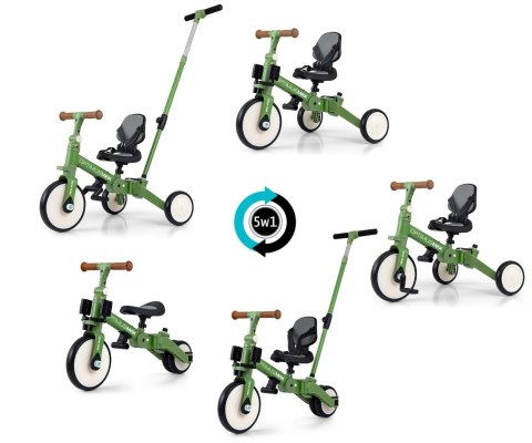 Milly Mally Optimus Max Rowerek 5w1 Trójkołowy Biegowy Z Rączką Green Milly Mally Optimus Max Rowerek 5w1 Trójkołowy Biegowy Z Rączką Green