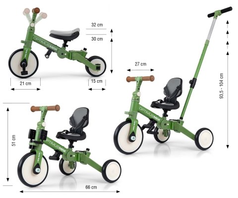 Milly Mally Optimus Max Rowerek 5w1 Trójkołowy Biegowy Z Rączką Green Milly Mally Optimus Max Rowerek 5w1 Trójkołowy Biegowy Z Rączką Green