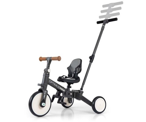 Milly Mally Optimus Max Rowerek 5w1 Trójkołowy Biegowy Z Rączką Grey Milly Mally Optimus Max Rowerek 5w1 Trójkołowy Biegowy Z Rączką Grey