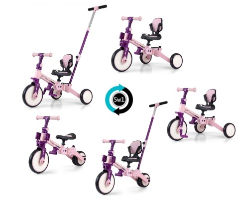 Milly Mally Optimus Max Rowerek 5w1 Trójkołowy Biegowy Z Rączką Pink