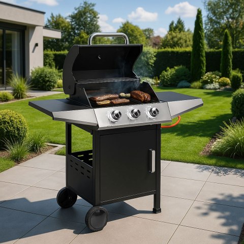 Grill Gazowy MultiGarden – 10.2 kW, 3 Palniki, Termometr i Żeliwny Ruszt Grill Gazowy MultiGarden – 10.2 kW, 3 Palniki, Termometr i Żeliwny Ruszt