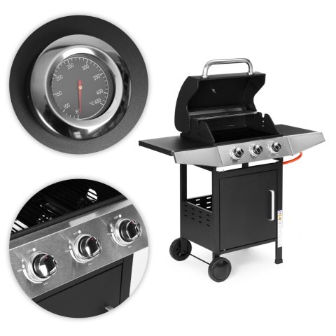 Grill Gazowy MultiGarden – 10.2 kW, 3 Palniki, Termometr i Żeliwny Ruszt Grill Gazowy MultiGarden – 10.2 kW, 3 Palniki, Termometr i Żeliwny Ruszt