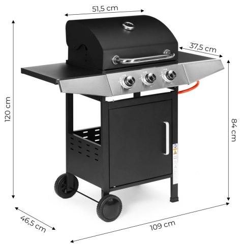 Grill Gazowy MultiGarden – 10.2 kW, 3 Palniki, Termometr i Żeliwny Ruszt Grill Gazowy MultiGarden – 10.2 kW, 3 Palniki, Termometr i Żeliwny Ruszt