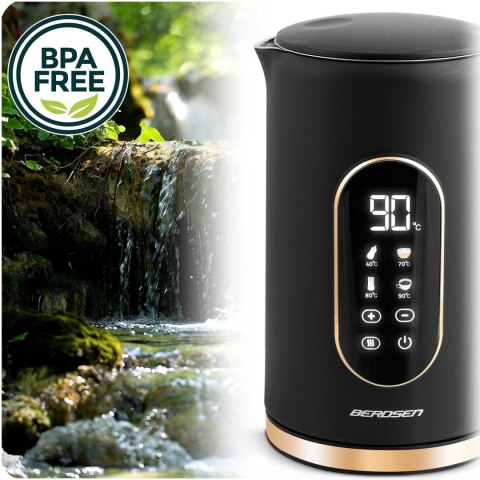 Czajnik Elektryczny Dotykowy Berdsen BD-712 – Regulacja , 1,7 L czarno-złoty