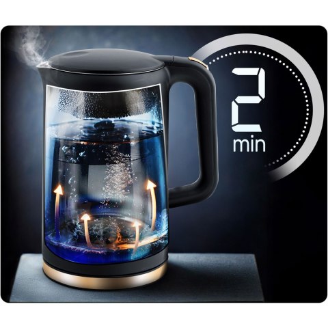 Czajnik Elektryczny Dotykowy Berdsen BD-712 – Regulacja , 1,7 L czarno-złoty