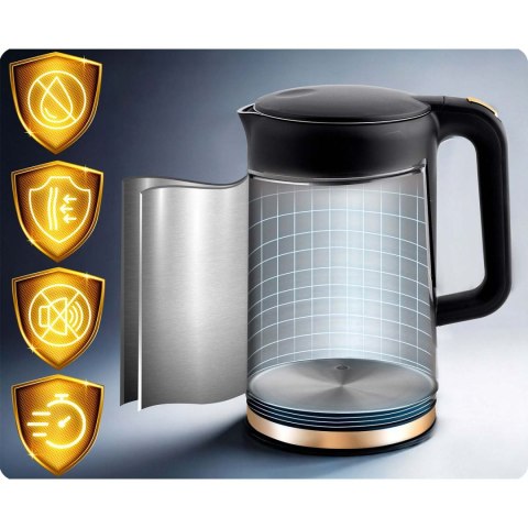 Czajnik Elektryczny Dotykowy Berdsen BD-712 – Regulacja , 1,7 L czarno-złoty