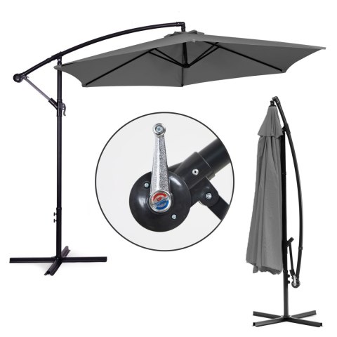 Duży Parasol Ogrodowy Rozkładany MultiGarden - 300 cm - Szary