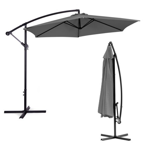 Duży Parasol Ogrodowy Rozkładany MultiGarden - 300 cm - Szary
