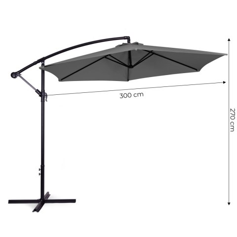 Duży Parasol Ogrodowy Rozkładany MultiGarden - 300 cm - Szary