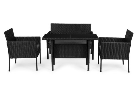 Komplet Mebli Ogrodowych MultiGarden Technorattan – 2 Krzesła, Ławka, Stolik Komplet Mebli Ogrodowych MultiGarden Technorattan – 2 Krzesła, Ławka, Stolik