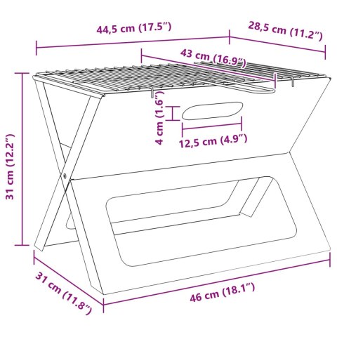 Przenośny Grill Węglowy Składany 46x31cm Stalowy Przenośny Grill Węglowy Składany 46x31cm Stalowy