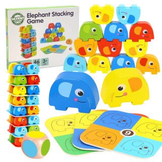 Gra Słonik na Słoniku WOOPIE 46el Drewniana Jenga Zręcznościowa