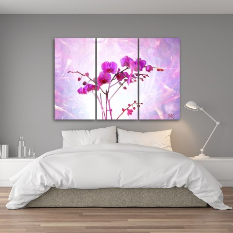 Tryptyk, obraz na płótnie, Różowa orchidea - 150x100 Tryptyk, obraz na płótnie, Różowa orchidea - 150x100