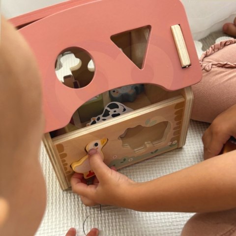 Drewniany Sorter Farma WOOPIE – Zestaw Edukacyjny, Zwierzątka, Kształty, 13 El.