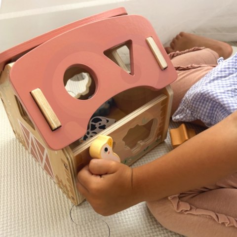 Drewniany Sorter Farma WOOPIE – Zestaw Edukacyjny, Zwierzątka, Kształty, 13 El.