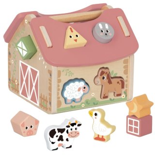 Drewniany Sorter Farma WOOPIE – Zestaw Edukacyjny, Zwierzątka, Kształty, 13 El.