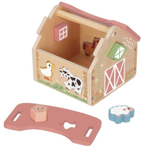 Drewniany Sorter Farma WOOPIE – Zestaw Edukacyjny, Zwierzątka, Kształty, 13 El.