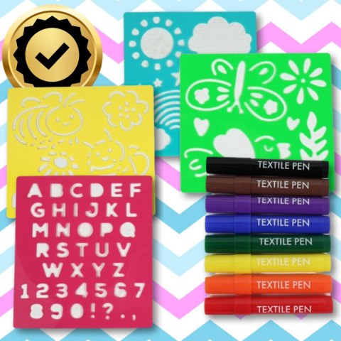 Bawełniana Torba Plecak Worek Do Kolorowania Dla Dzieci + 8 Pisaków + 4 Szablony