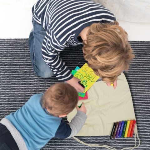 Bawełniana Torba Plecak Worek Do Kolorowania Dla Dzieci + 8 Pisaków + 4 Szablony