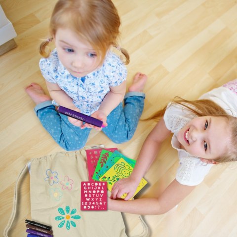 Bawełniana Torba Plecak Worek Do Kolorowania Dla Dzieci + 8 Pisaków + 4 Szablony