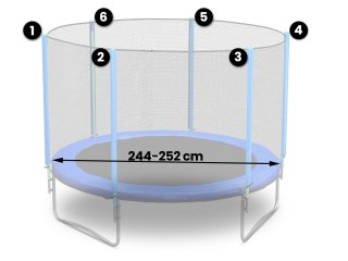Siatka do trampoliny 183 cm 6FT 6 słupków Neo-Sport zewnętrzna mocna