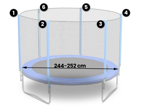 Siatka do trampoliny 183 cm 6FT 6 słupków Neo-Sport zewnętrzna mocna