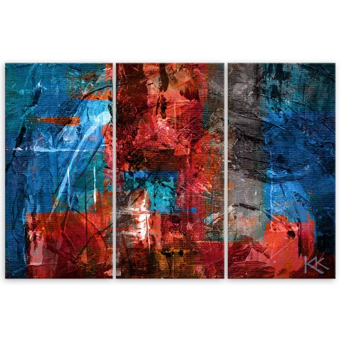 Tryptyk obraz na płótnie, Czerwona abstrakcja - 150x100 Tryptyk obraz na płótnie, Czerwona abstrakcja - 150x100