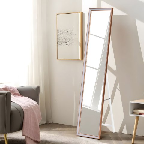 Lustro Stojące ModernHome – Aluminiowa Rama, 147x37 cm, Miedź/Szary Lustro Stojące ModernHome – Aluminiowa Rama, 147x37 cm, Miedź/Szary