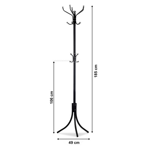 Stojący Wieszak Na Ubrania ModernHome Black – Metalowy, 16 Haków Stojący Wieszak Na Ubrania ModernHome Black – Metalowy, 16 Haków