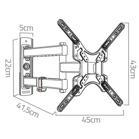 Obrotowy Uchwyt Do Telewizora Humberg HM-885 – 17–56", VESA 75x75–400x400, 30 kg