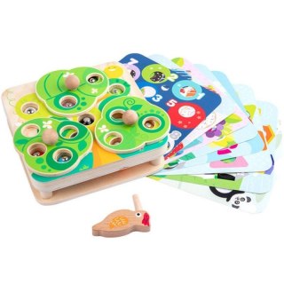 Gra magnetyczna ptak i robaczki Tooky Toy drewniana 2w1 zręcznościowa