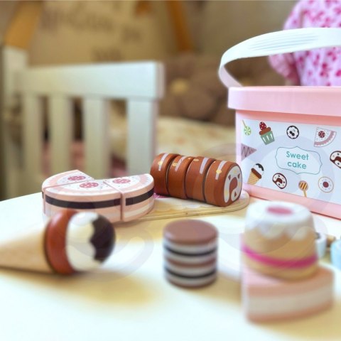 Drewniany zestaw słodkości Tooky Toy Sweet Cake tort lody 34el