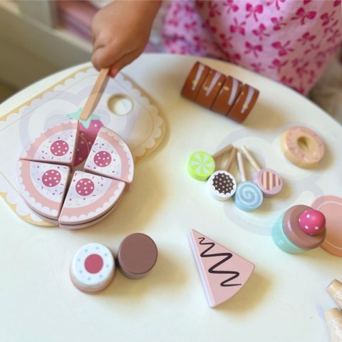 Drewniany zestaw słodkości Tooky Toy Sweet Cake tort lody 34el
