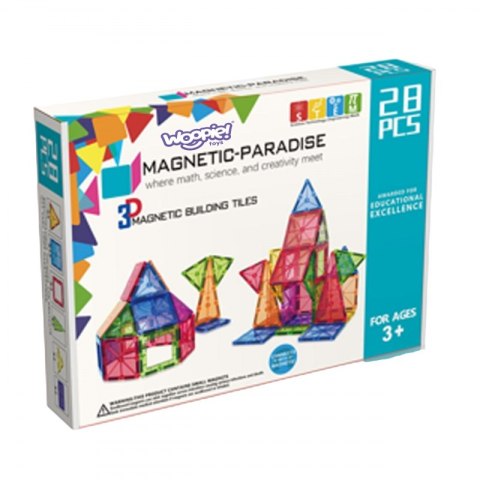 Magnetyczne Klocki Konstrukcyjne WOOPIE 28 Elementów Montessori 3D Magnetyczne Klocki Konstrukcyjne WOOPIE 28 Elementów Montessori 3D