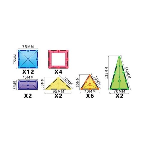 Magnetyczne Klocki Konstrukcyjne WOOPIE 28 Elementów Montessori 3D Magnetyczne Klocki Konstrukcyjne WOOPIE 28 Elementów Montessori 3D