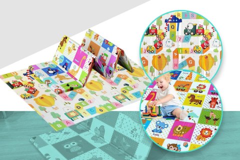 Mata Piankowa Dwustronna Składana 150x200 NICEKIDS – Alfabet Mata Piankowa Dwustronna Składana 150x200 NICEKIDS – Alfabet
