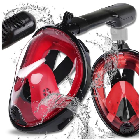 Maska Do Nurkowania, Snorkelingu Pełnotwarzowa Full Face GoPro - L/XL Czerwona Maska Do Nurkowania, Snorkelingu Pełnotwarzowa Full Face GoPro - L/XL Czerwona
