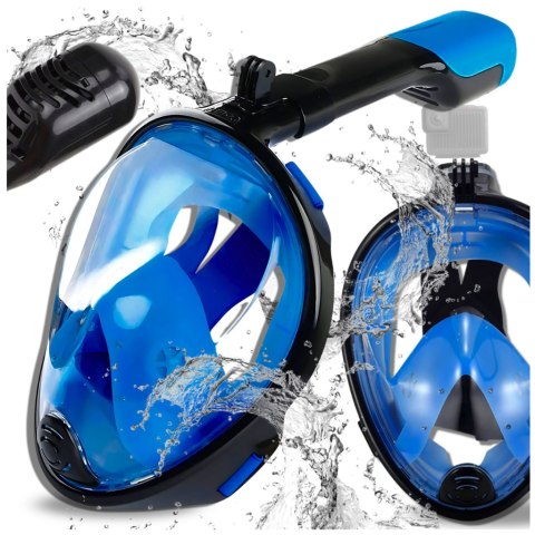 Maska Do Nurkowania, Snorkelingu Pełnotwarzowa Full Face GoPro - L/XL Niebieska Maska Do Nurkowania, Snorkelingu Pełnotwarzowa Full Face GoPro - L/XL Niebieska