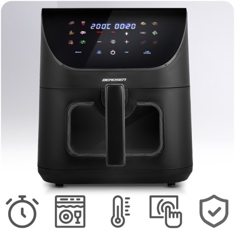Frytkownica Beztłuszczowa Air Fryer Berdsen BD-660 Czarna – 8 L, 1700 W