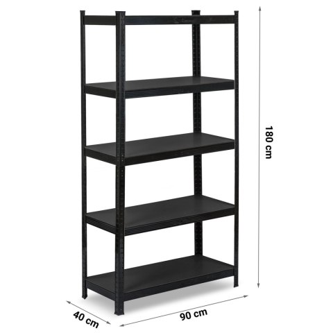 Regał metalowy Humberg 180x90x40 czarny pojowy magazynowy 875 kg MDF