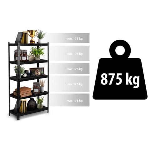 Regał metalowy Humberg 180x90x40 czarny pojowy magazynowy 875 kg MDF