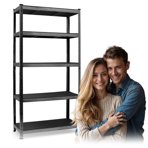 Regał metalowy Humberg 180x90x40 czarny pojowy magazynowy 875 kg MDF