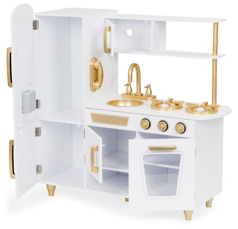 Drewniana Kuchnia Dla Dzieci Ecotoys 85x30,5x89 cm – Z Lodówką, Piekarnikiem, Telefonem