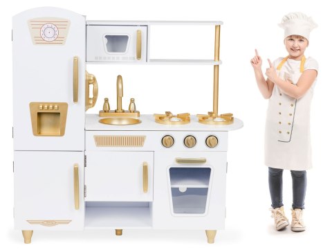 Drewniana Kuchnia Dla Dzieci Ecotoys 85x30,5x89 cm – Z Lodówką, Piekarnikiem, Telefonem