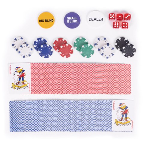 Zestaw do pokera/blackjack ModernHome – 300 żetonów, mata, walizka, kości.